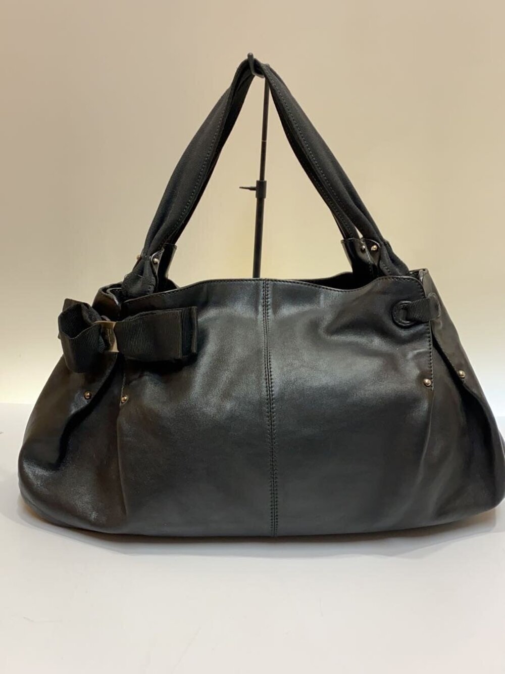 Salvatore Ferragamo Vara Ribbon Tote Bag Leather Black